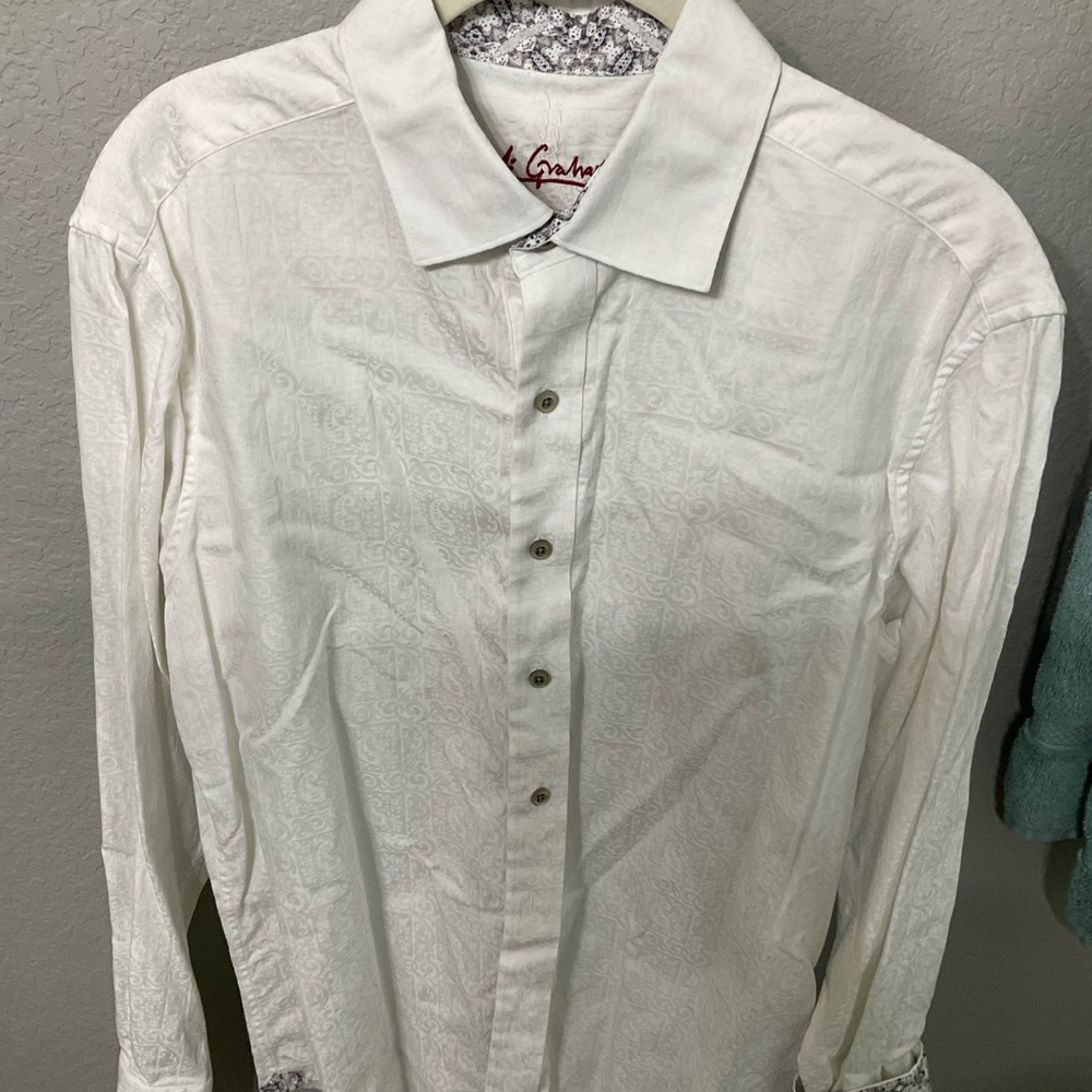 Robert Graham White Dress Shirt with Subtle Pattern